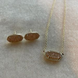 Kate Spade Elisa gold pendant necklace and earring set in light pink